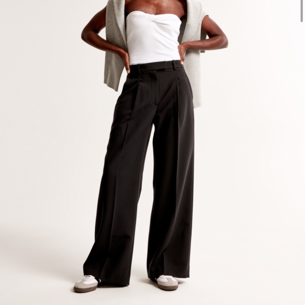 Abercrombie Navy Tailored ultra wide leg pant curve love